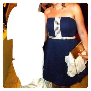 Lilly Pulitzer A Line blue and gold dress